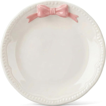 Bow Jewelry Holder Ceramic Pink Dish Cute Coquette Small Tray for Rings and Trinkets Tiny Bowls for Bathroom Vanity Little Ceramic Jewelry Tray for Elegant Organization