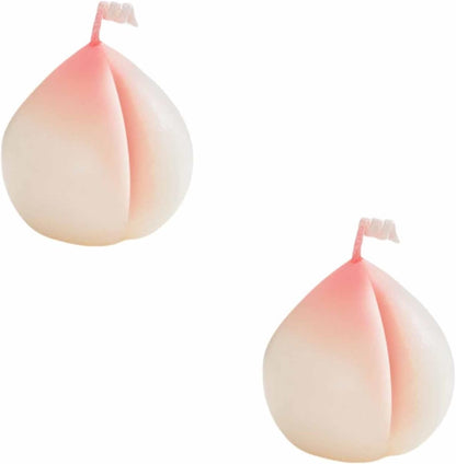 Creative Peach Shaped Scented Candle - Handmade Camellia Fragrance, Fruit Design for Home Decor, Great Gift, Paraffin Wax, Unique Aromatherapy Candle, 2PCS (Camellia Flavor)