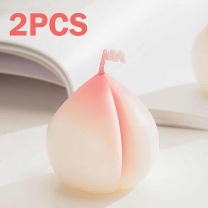 Creative Peach Shaped Scented Candle - Handmade Camellia Fragrance, Fruit Design for Home Decor, Great Gift, Paraffin Wax, Unique Aromatherapy Candle, 2PCS (Camellia Flavor)