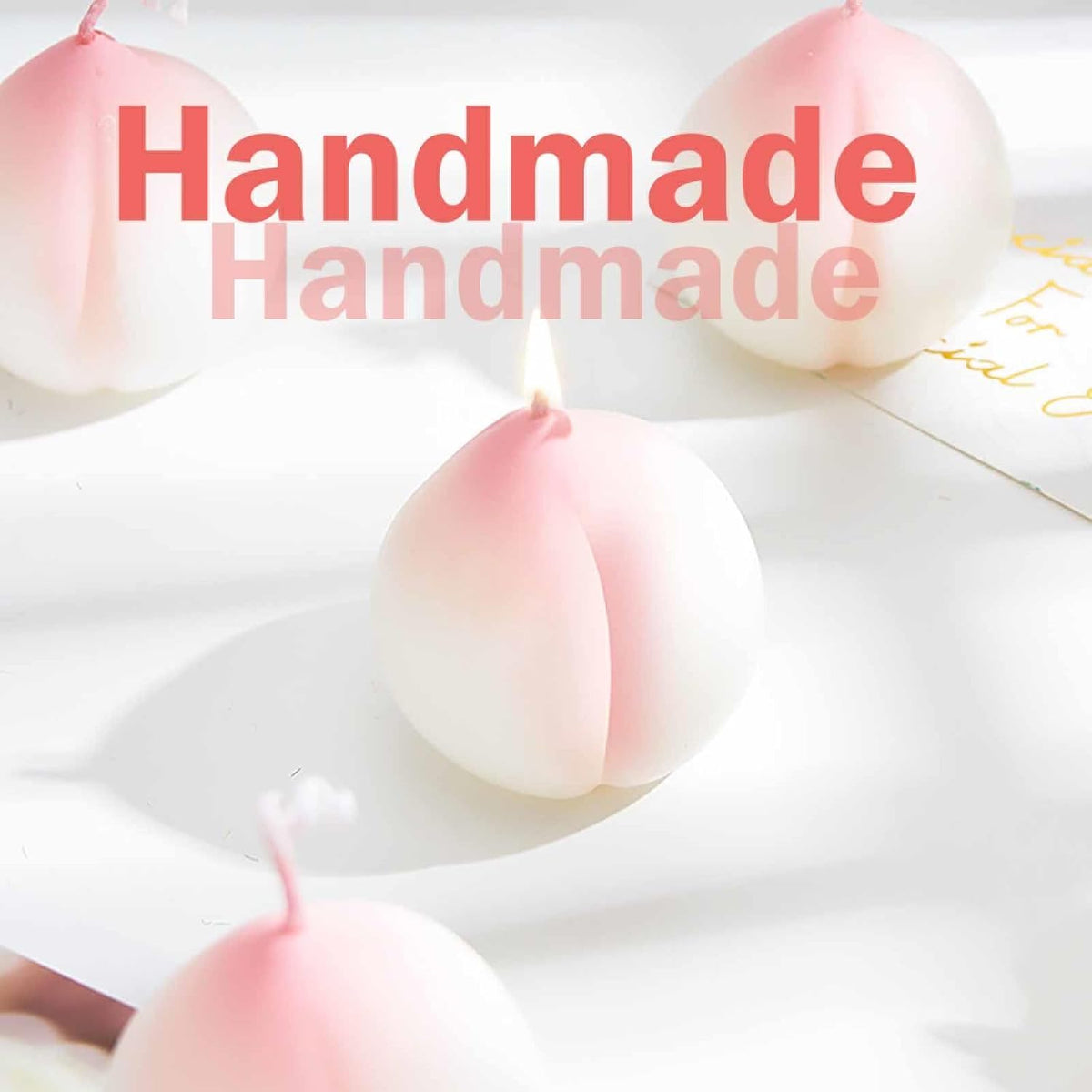 Creative Peach Shaped Scented Candle - Handmade Camellia Fragrance, Fruit Design for Home Decor, Great Gift, Paraffin Wax, Unique Aromatherapy Candle, 2PCS (Camellia Flavor)