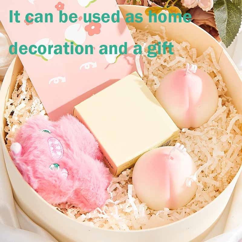 Creative Peach Shaped Scented Candle - Handmade Camellia Fragrance, Fruit Design for Home Decor, Great Gift, Paraffin Wax, Unique Aromatherapy Candle, 2PCS (Camellia Flavor)