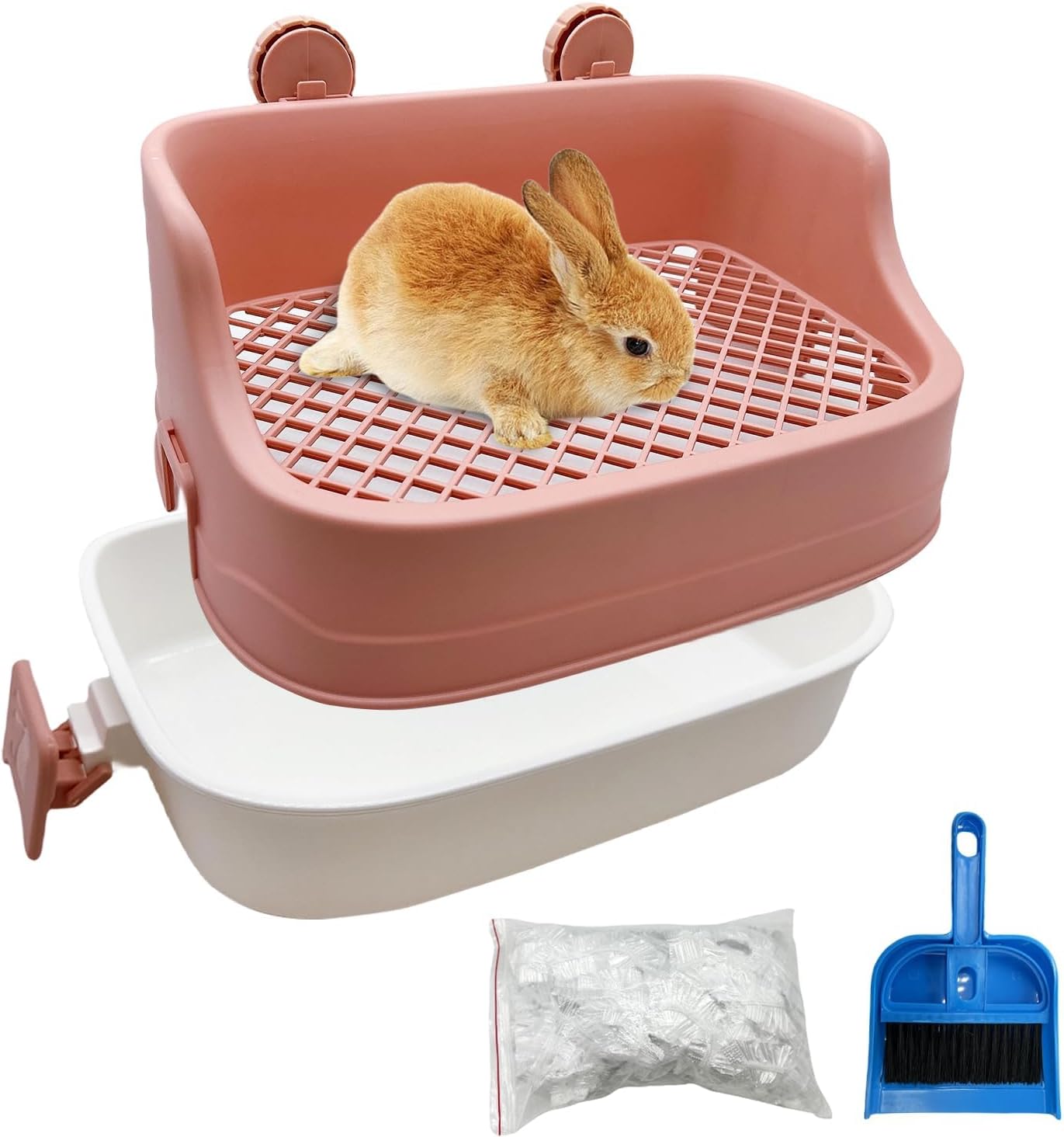 Rabbit Litter Box Bunny Potty Training Litter Boxes Guinea Pig Corner Bedding Box Small Animal Toilet for Ferret,Chinchilla,Galesaur(Pink)