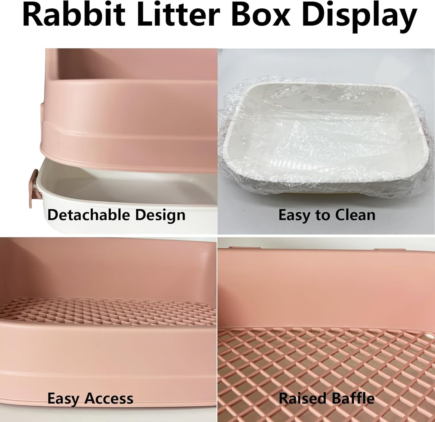 Rabbit Litter Box Bunny Potty Training Litter Boxes Guinea Pig Corner Bedding Box Small Animal Toilet for Ferret,Chinchilla,Galesaur(Pink)