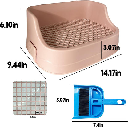 Rabbit Litter Box Bunny Potty Training Litter Boxes Guinea Pig Corner Bedding Box Small Animal Toilet for Ferret,Chinchilla,Galesaur(Pink)