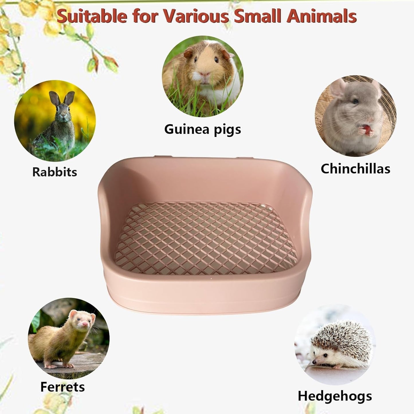 Rabbit Litter Box Bunny Potty Training Litter Boxes Guinea Pig Corner Bedding Box Small Animal Toilet for Ferret,Chinchilla,Galesaur(Pink)