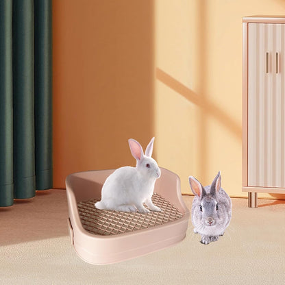 Rabbit Litter Box Bunny Potty Training Litter Boxes Guinea Pig Corner Bedding Box Small Animal Toilet for Ferret,Chinchilla,Galesaur(Pink)