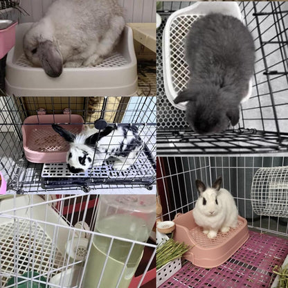 Rabbit Litter Box Bunny Potty Training Litter Boxes Guinea Pig Corner Bedding Box Small Animal Toilet for Ferret,Chinchilla,Galesaur(Pink)