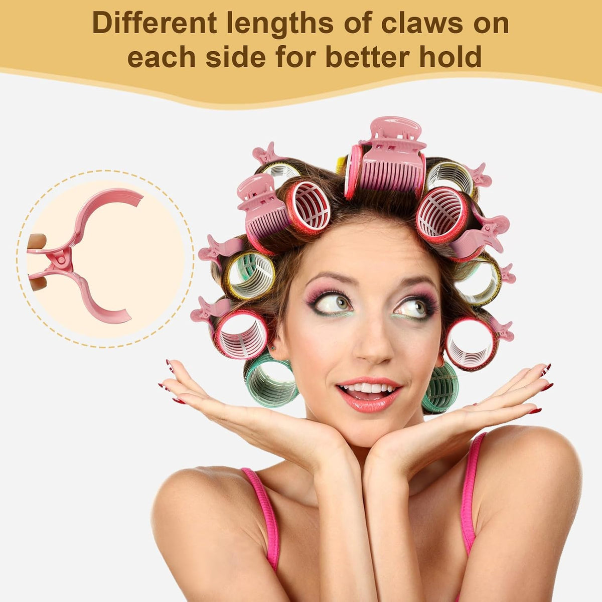 Hot Roller Clips,10PCS Hair Curler Clip for Women,pink