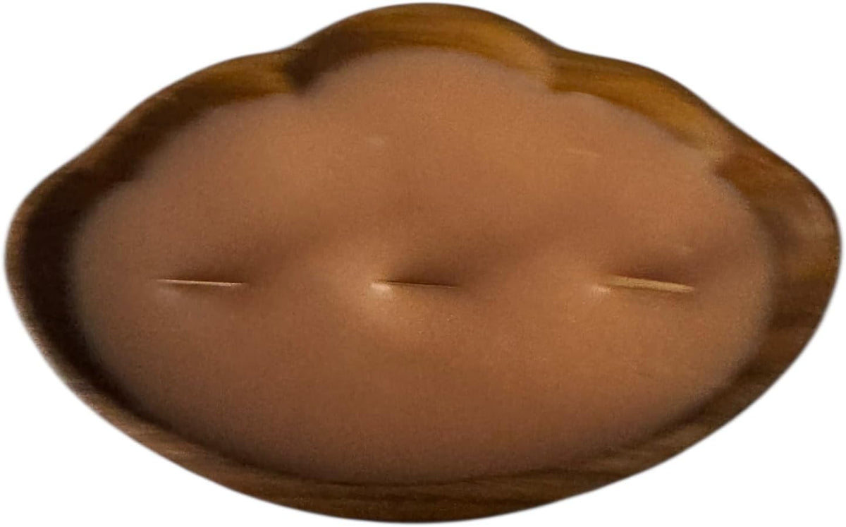 Parker Peach Candle in Repurposed Wooden Scalloped Bowl, 10 fl oz, 3-Wick