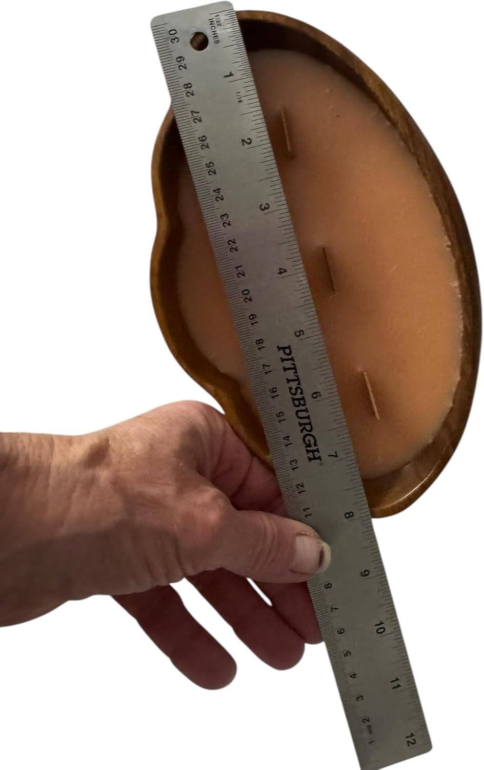 Parker Peach Candle in Repurposed Wooden Scalloped Bowl, 10 fl oz, 3-Wick
