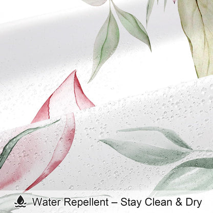 Pink Boho Floral Shower Curtain, Watercolor Botanical Design, 72 x 72