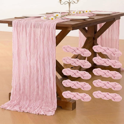 10 Pack Light Pink Cheesecloth Table Runner, 17x108 Inch