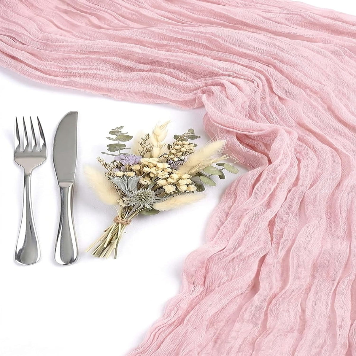 10 Pack Light Pink Cheesecloth Table Runner, 17x108 Inch