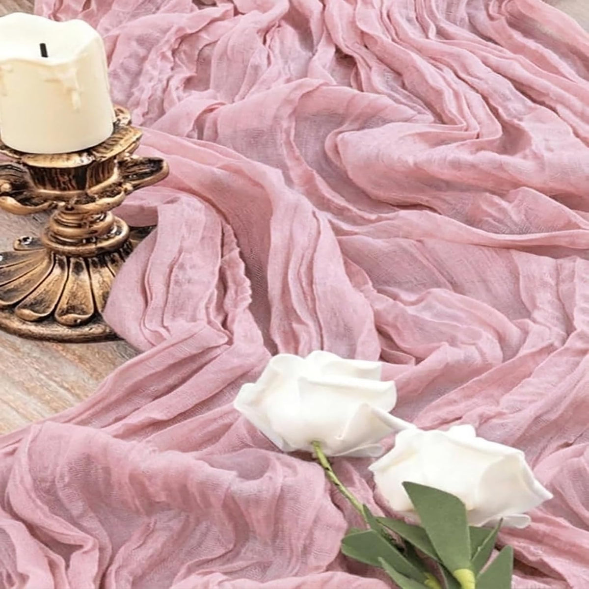 10 Pack Light Pink Cheesecloth Table Runner, 17x108 Inch