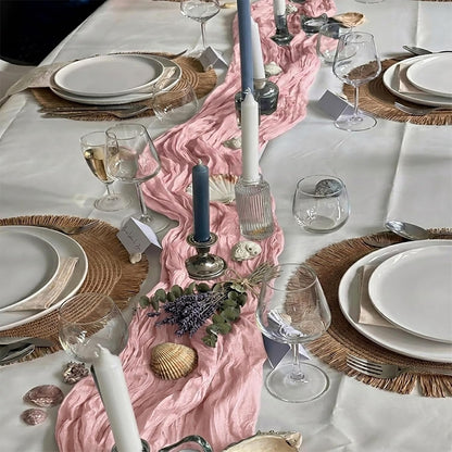 10 Pack Light Pink Cheesecloth Table Runner, 17x108 Inch