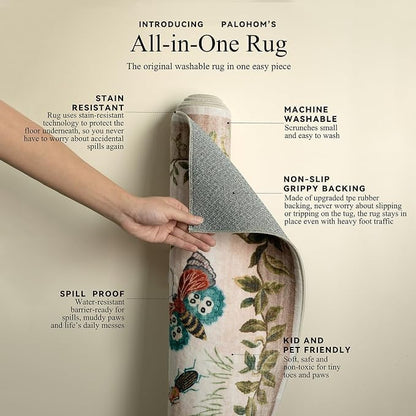 3x5 Washable Area Rugs for Entryway: Small Throw Rugs Stain Resistant Non Slip Low Pile Soft Faux Wool Lightweight Entry Rug for Bedroom Kitchen Laundry Bathroom Living Room Office Front Door Indoor