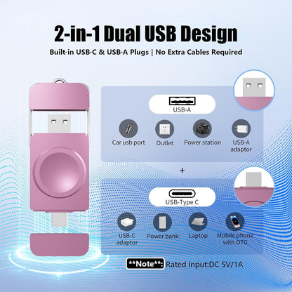 Portable Charger for Apple Watch,2-in-1 Wireless Fast Charging for Travel