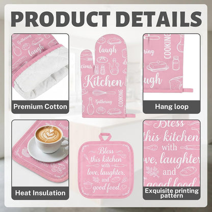 Pink Kitchen Decor Set, Pink Kitchen Towels, 8 Pack