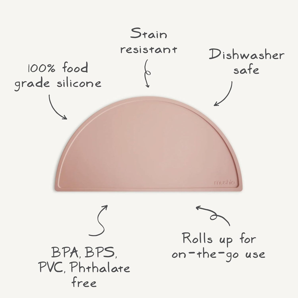Silicone Placemat for Kids | BPA-Free Non-Slip Design (Blush)