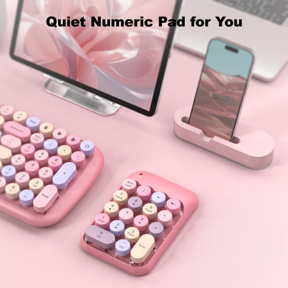Wireless Number Pads - Pink Numeric Keypad 18 Keys USB 2.4G Round Keycap Colorful Extensions Keypads, Financial Accounting Portable Numpad 10 Key for Laptop/PC/Notebook/Surface Pro