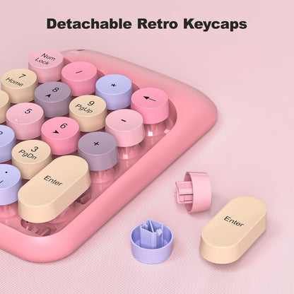 Wireless Number Pads - Pink Numeric Keypad 18 Keys USB 2.4G Round Keycap Colorful Extensions Keypads, Financial Accounting Portable Numpad 10 Key for Laptop/PC/Notebook/Surface Pro