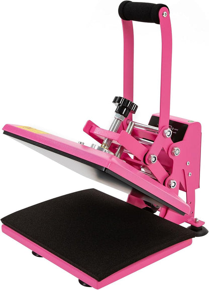 Heat Press Machine for T Shirts, 11.8 * 9 inches Modern Portable Heat Press Machine with Adjustable Time (0-999s) & Temperature (0-752 ° F), 700W Commercial Electric Heat Press Machine (Pink)