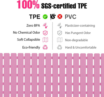 Shower Mat Non-Slip Bath Mat for Tub and Shower Stall,236 Suction Cups with Drain Holes, Quick Dry Machine Washable, Extra Grip for Stand Up Showers, Bathroom Essentials 24x24 Inch (Pink)