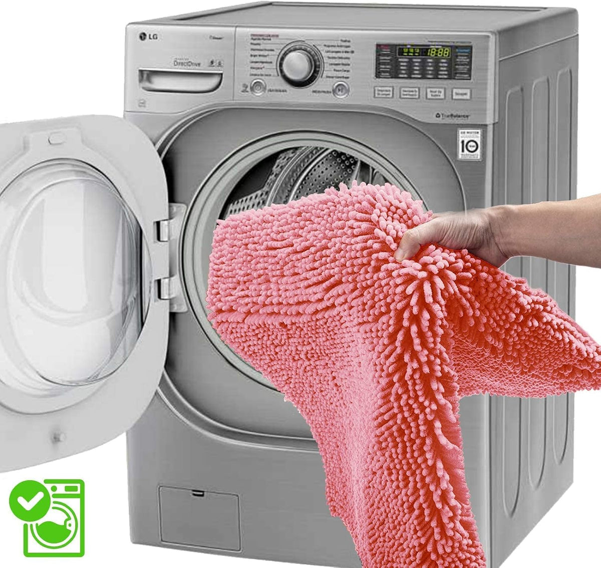 Pink Bathroom Rugs Chenille Bath Mat Set 2-Piece Bath Rugs for Bathroom Extra Soft Bath Mats for Bathoom Non Slip Absorbent Shag Bathoom Carpet
