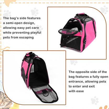 6 Pcs Cat Carrier 16.9 x 9.6 x 8.3 Inch Portable Soft-Sided Pet Carrying Bag Comfortable Foldable Bag for Small Pet Travel Under 6.6 Lbs Cat (6 Colors)