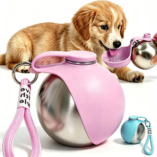 Portable Outdoor Dog Water Bottle with Foldable Silicone Bowl