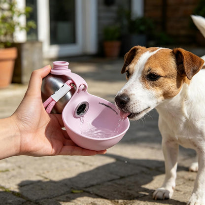 Portable Outdoor Dog Water Bottle with Foldable Silicone Bowl