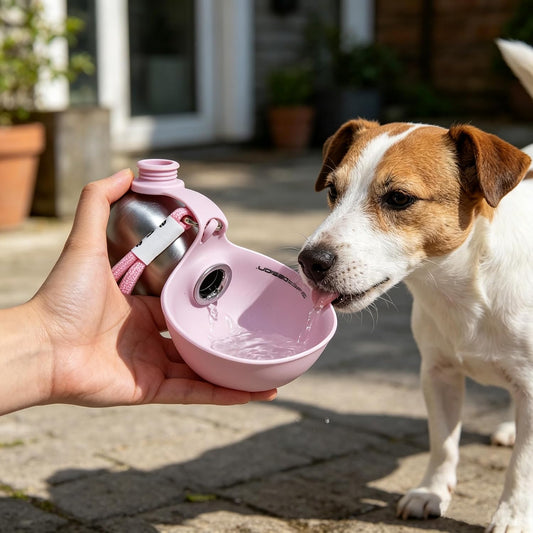 Portable Outdoor Dog Water Bottle with Foldable Silicone Bowl