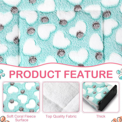 Haull 4 Pcs Waterproof Guinea Pig Bedding Soft Dog Cat Bed Crate Mat Small Animal Plush Cage Liners Rabbit Bunny Kennel Pad Reversible Cozy Pee Thickened Hamster Pad(Heart,13 x 10 Inch)