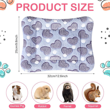 Haull 4 Pcs Waterproof Guinea Pig Bedding Soft Dog Cat Bed Crate Mat Small Animal Plush Cage Liners Rabbit Bunny Kennel Pad Reversible Cozy Pee Thickened Hamster Pad(Heart,13 x 10 Inch)