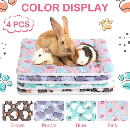 Haull 4 Pcs Waterproof Guinea Pig Bedding Soft Dog Cat Bed Crate Mat Small Animal Plush Cage Liners Rabbit Bunny Kennel Pad Reversible Cozy Pee Thickened Hamster Pad(Heart,13 x 10 Inch)