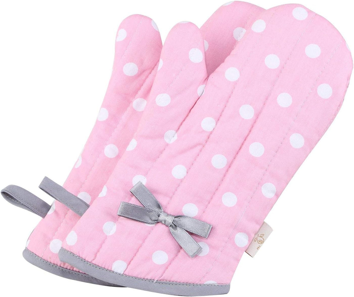 Kitchen Oven Mitts for Kids,Heat Resistant Cotton Oven Gloves