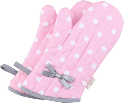 Kitchen Oven Mitts for Kids,Heat Resistant Cotton Oven Gloves