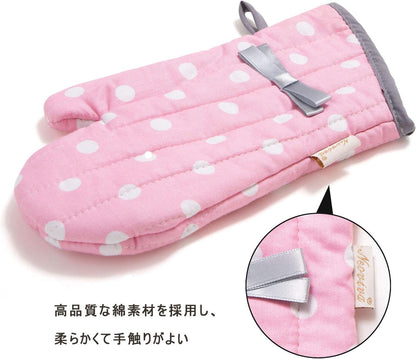 Kitchen Oven Mitts for Kids,Heat Resistant Cotton Oven Gloves