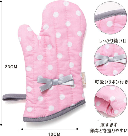 Kitchen Oven Mitts for Kids,Heat Resistant Cotton Oven Gloves