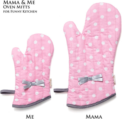 Kitchen Oven Mitts for Kids,Heat Resistant Cotton Oven Gloves