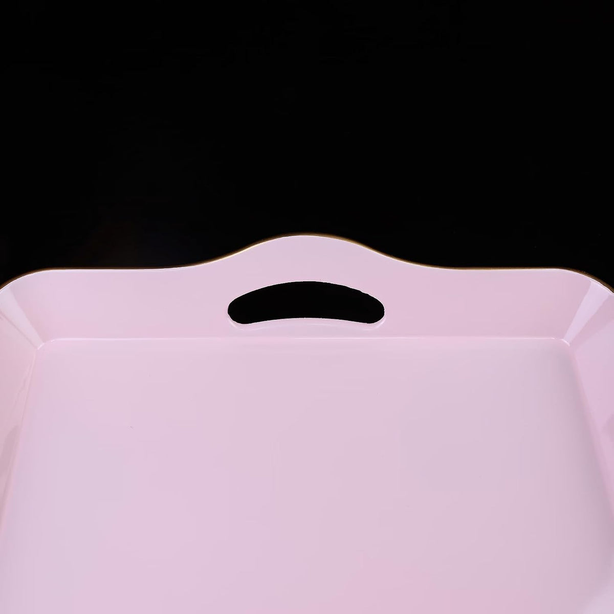 Pink Decorative Tray for Coffee Table with Handles, Plastic Rectangular Serving Tray for Living Room, Bathroom, Outdoors, 11.8"*17.3"