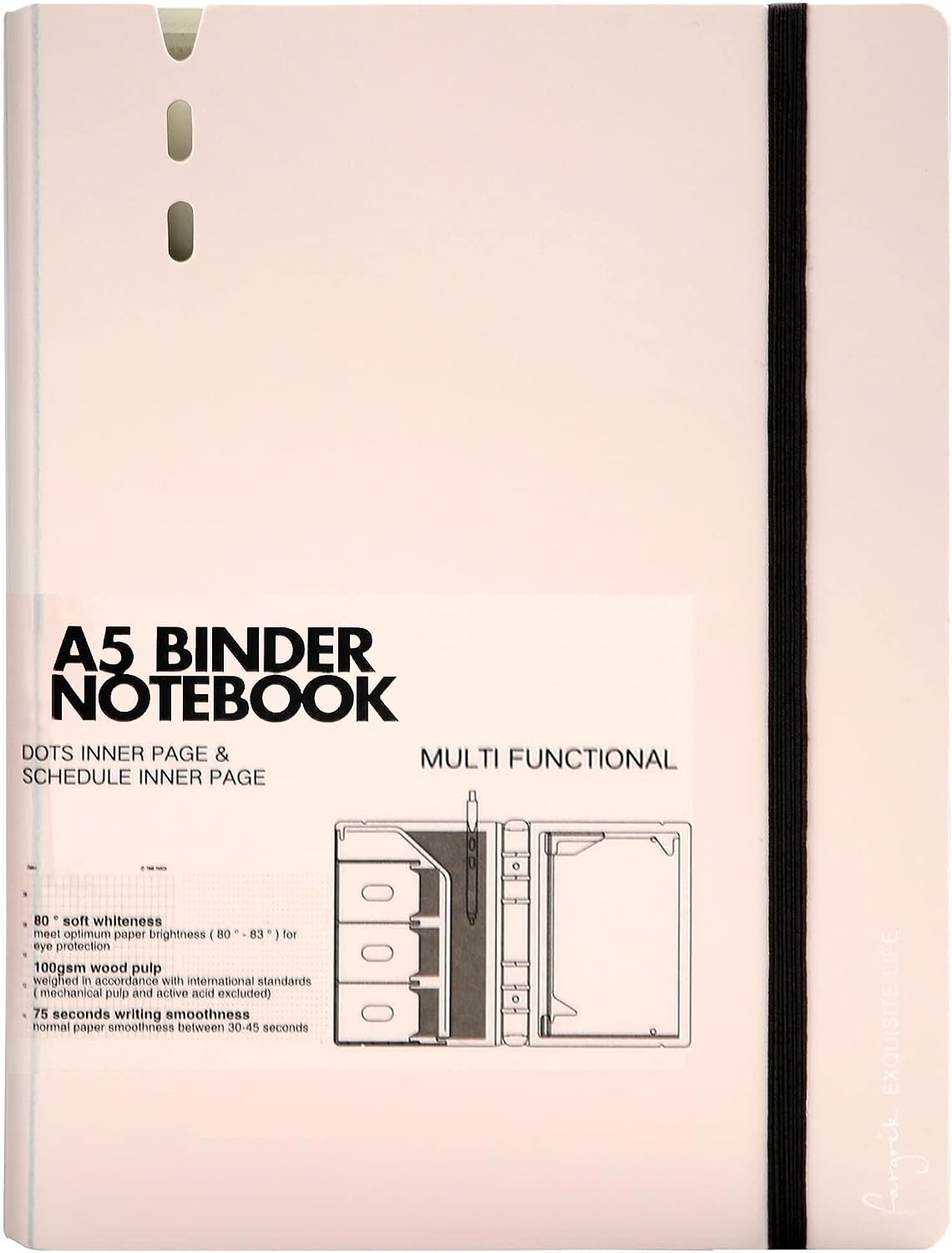 A5 Binder 6 Ring Refillable Notebook with Dividers & Pockets