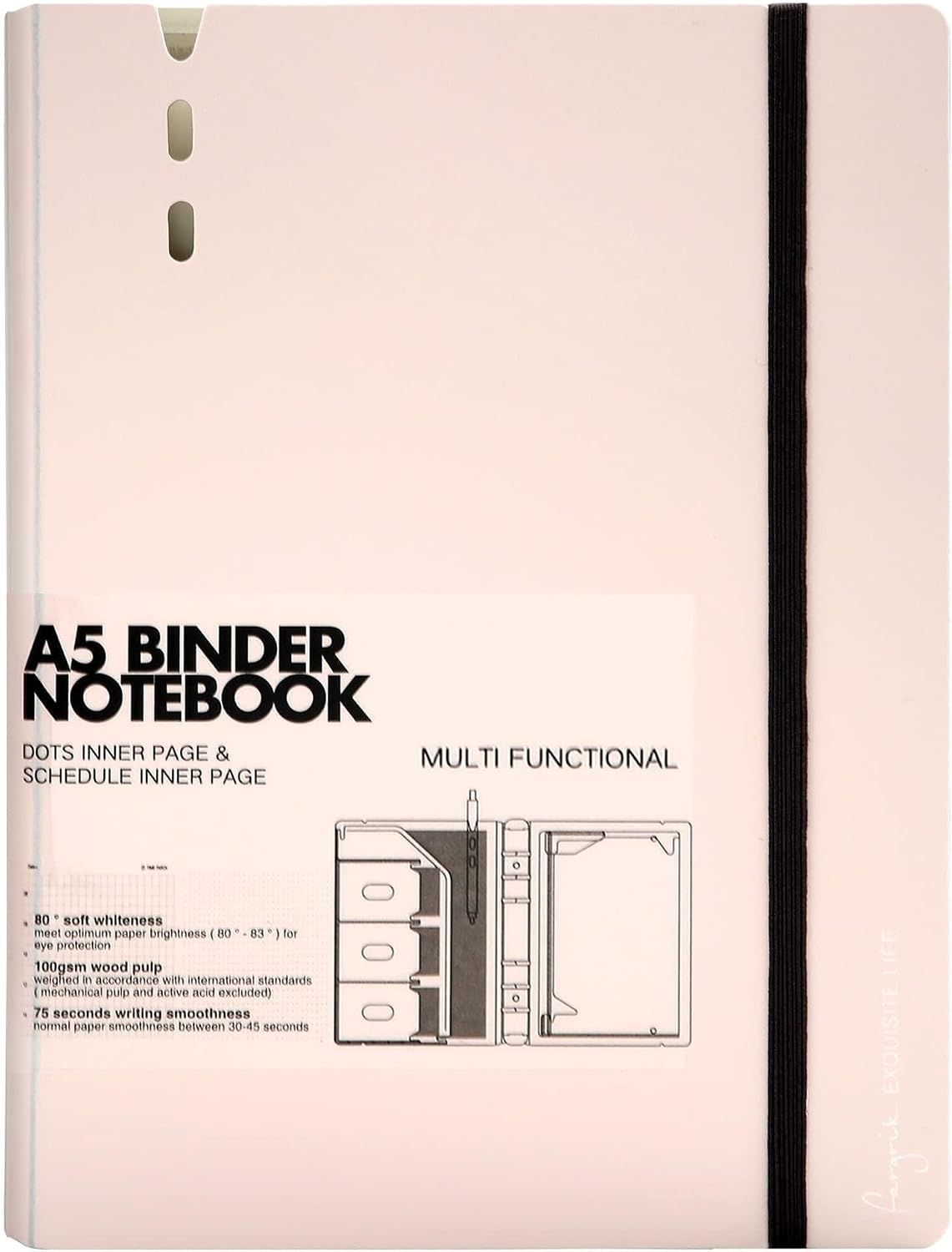 A5 Binder 6 Ring Refillable Notebook with Dividers & Pockets