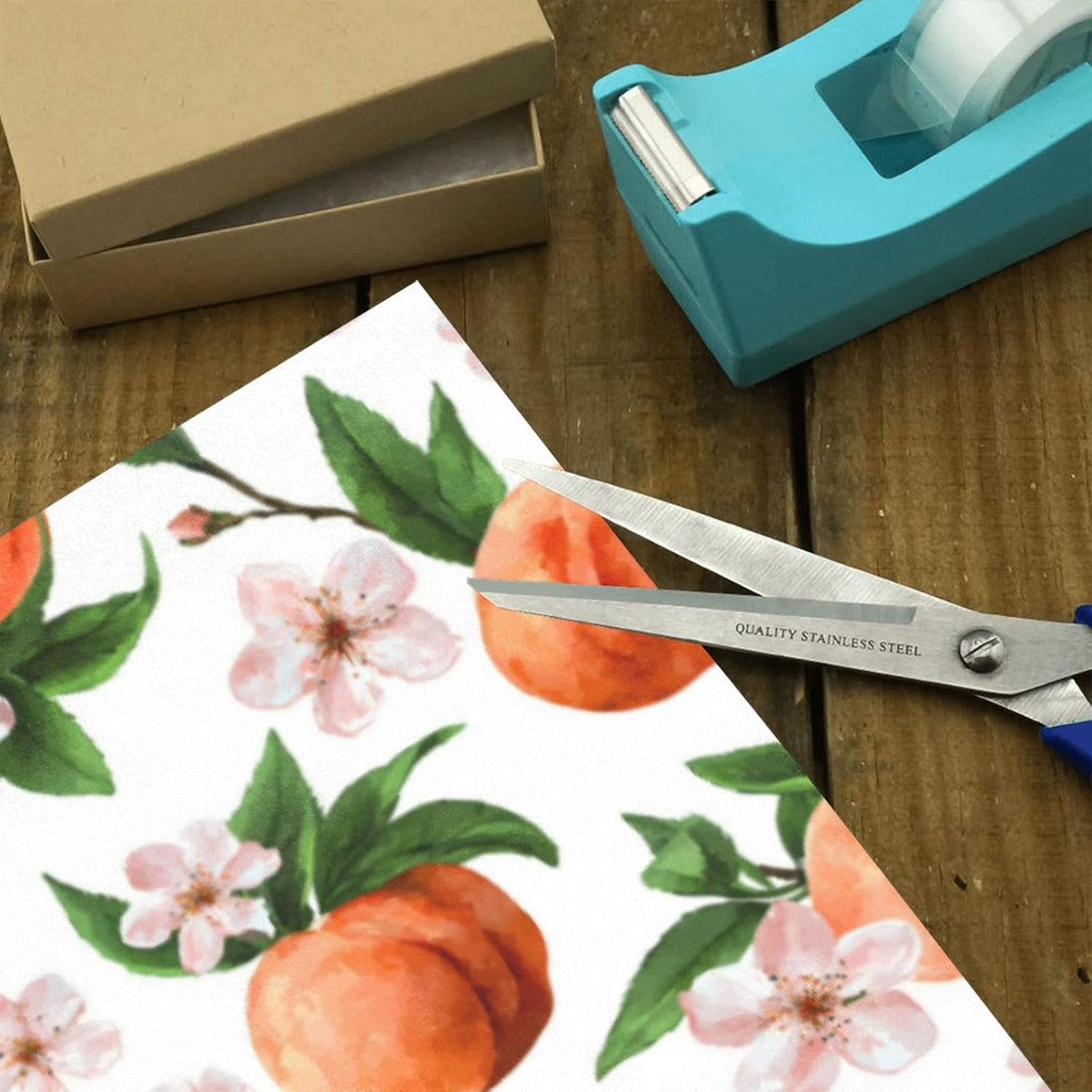 Peach Fruit and Flowers Gift Wrapping Paper Perfect for Wedding, Baby Shower, Valentine's Day, Christmas - Birthday Wrapping Paper Mini Roll - 58 x 22.8 inches