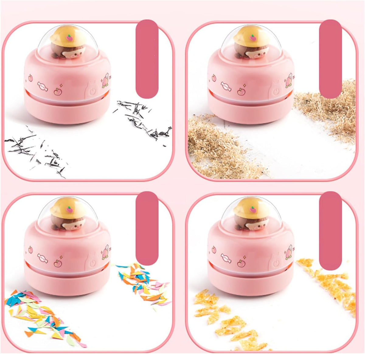 Desktop Mini Cute Vacuum Cleaner, Portable Cartoon Cleaner and Dust Sweep, Table Dust Sweeper Energy Saving, Design for Keyboard, Home, School, Office (Pink)