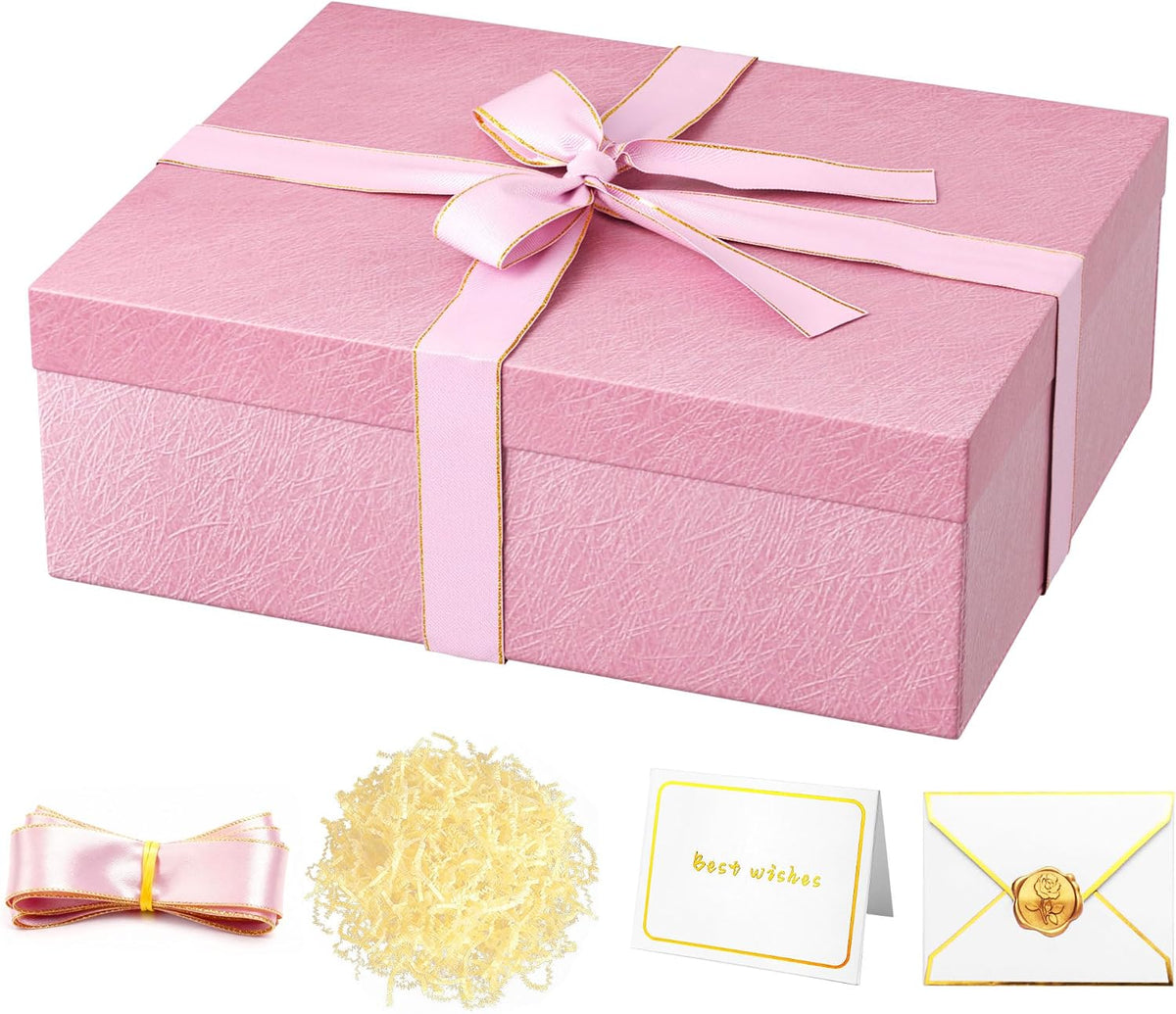 Large Gift Box 16.5x13x5.5'', Pink Gift Boxes with Lid for Presents