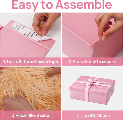 Large Gift Box 16.5x13x5.5'', Pink Gift Boxes with Lid for Presents