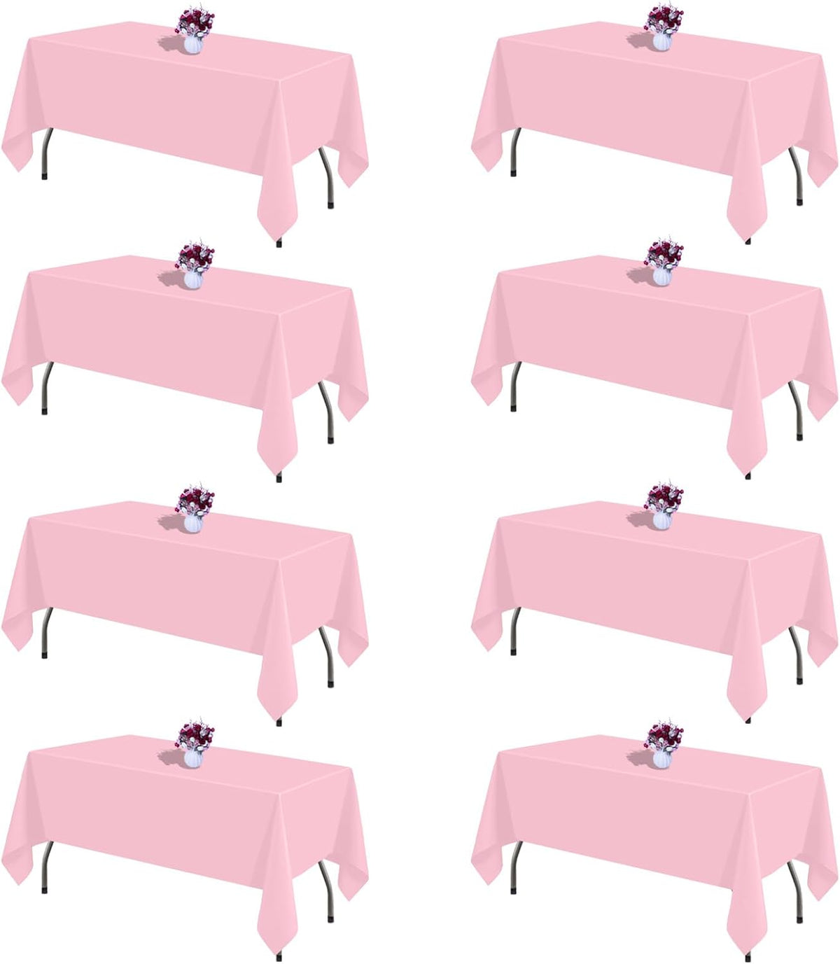 Pink Tablecloth Rectangle 60 x 102 Inch, 8 Packs