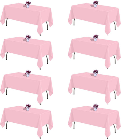 Pink Tablecloth Rectangle 60 x 102 Inch, 8 Packs