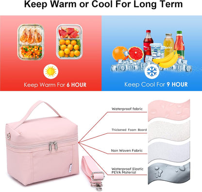 NOL 8L Insulated Lunch Bag for Women, Medium, Pink
